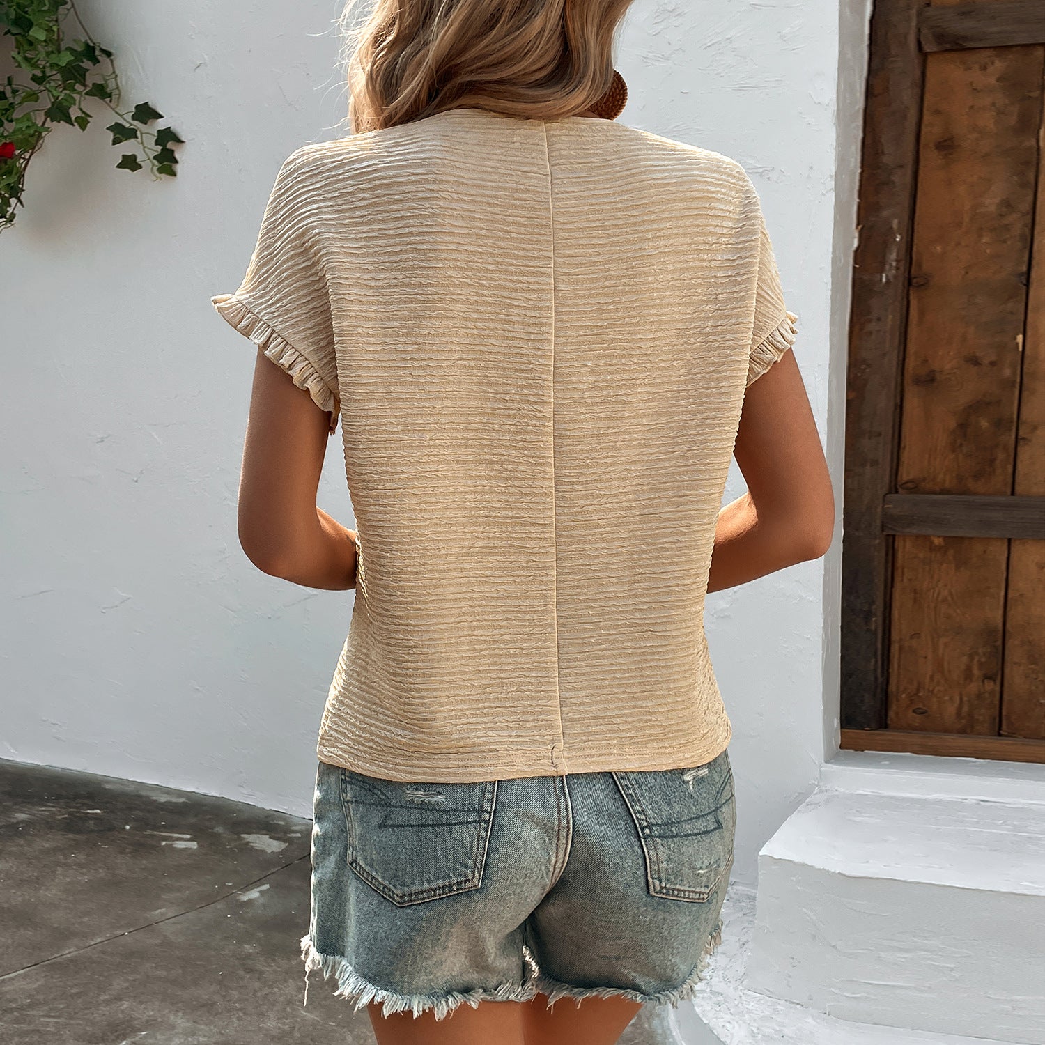 Knitwear Round Neck Casual Top | Women T-Shirt