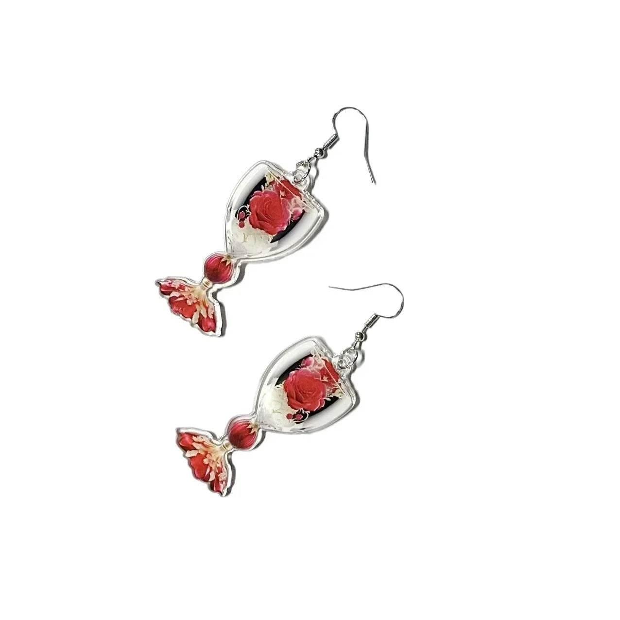 Valentine’s Rose Wine Glass Earrings - Shop Now! - ZA-Zola