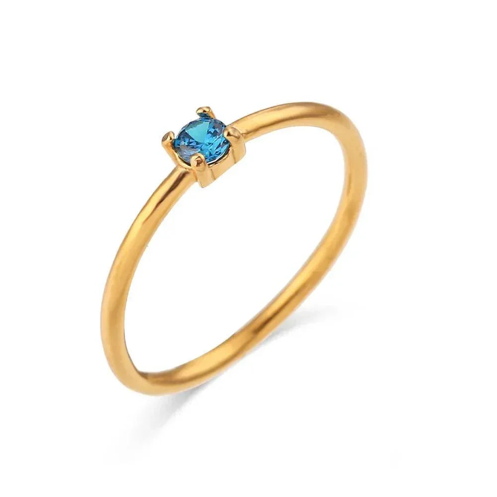 Elegant Light Luxury Zircon Birthday Ring Women - ZA-Zola