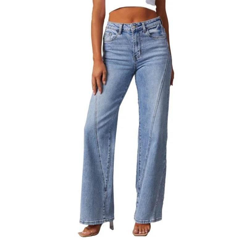 Casual Patchwork Wide‑Leg Jeans for Women - ZA-Zola