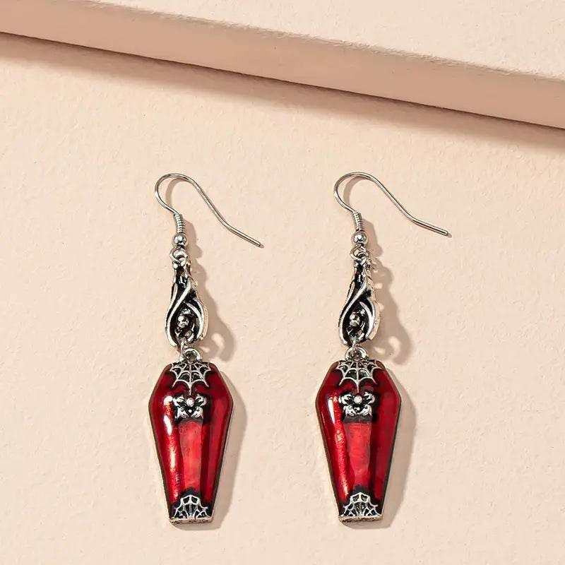 ZA-Zola Red Bat Spider Halloween Earrings - ZA-Zola