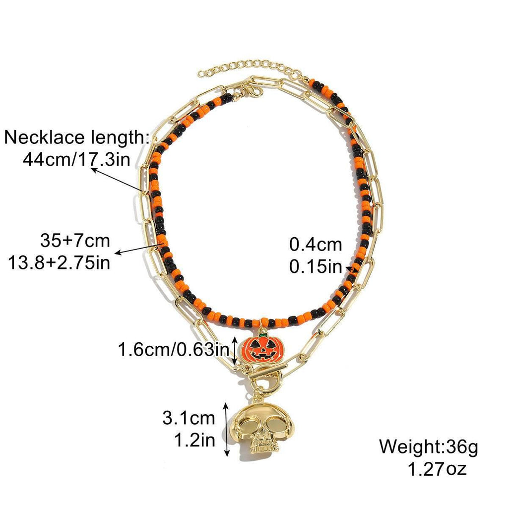 ZA-Zola Halloween Bat Ghost Skull Necklace - ZA-Zola