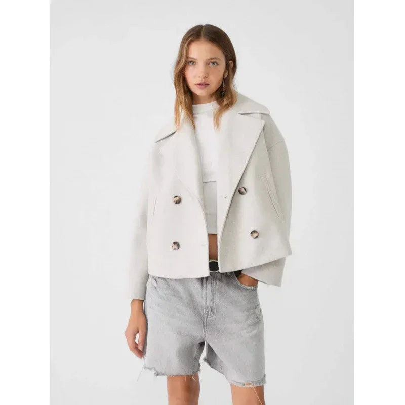 Double Breasted Wool Blazer Women Winter Coat - ZA-Zola