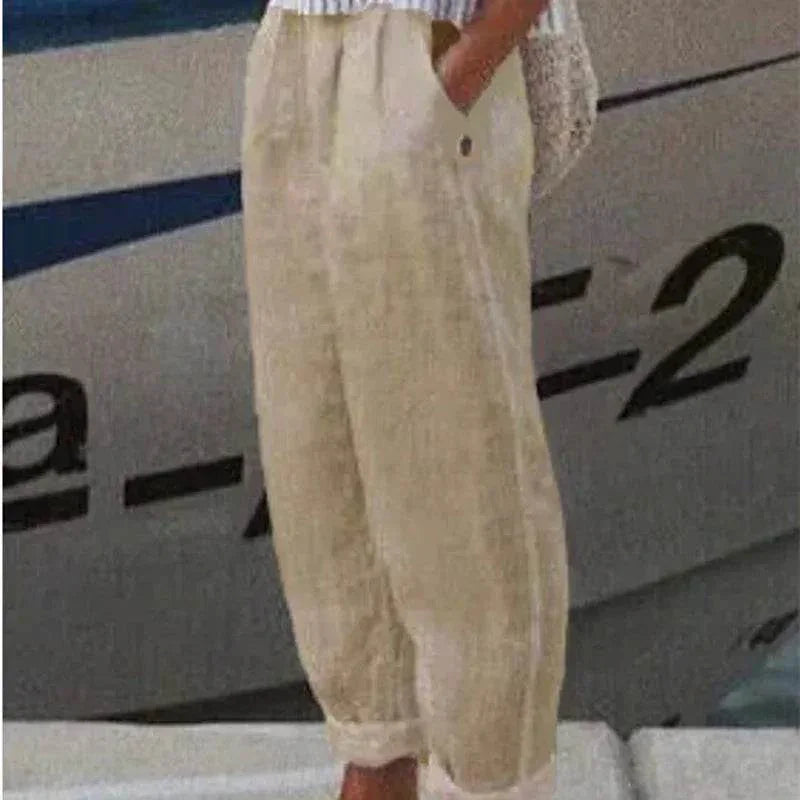 Cotton Linen Straight Casual Pants – Women - ZA-Zola
