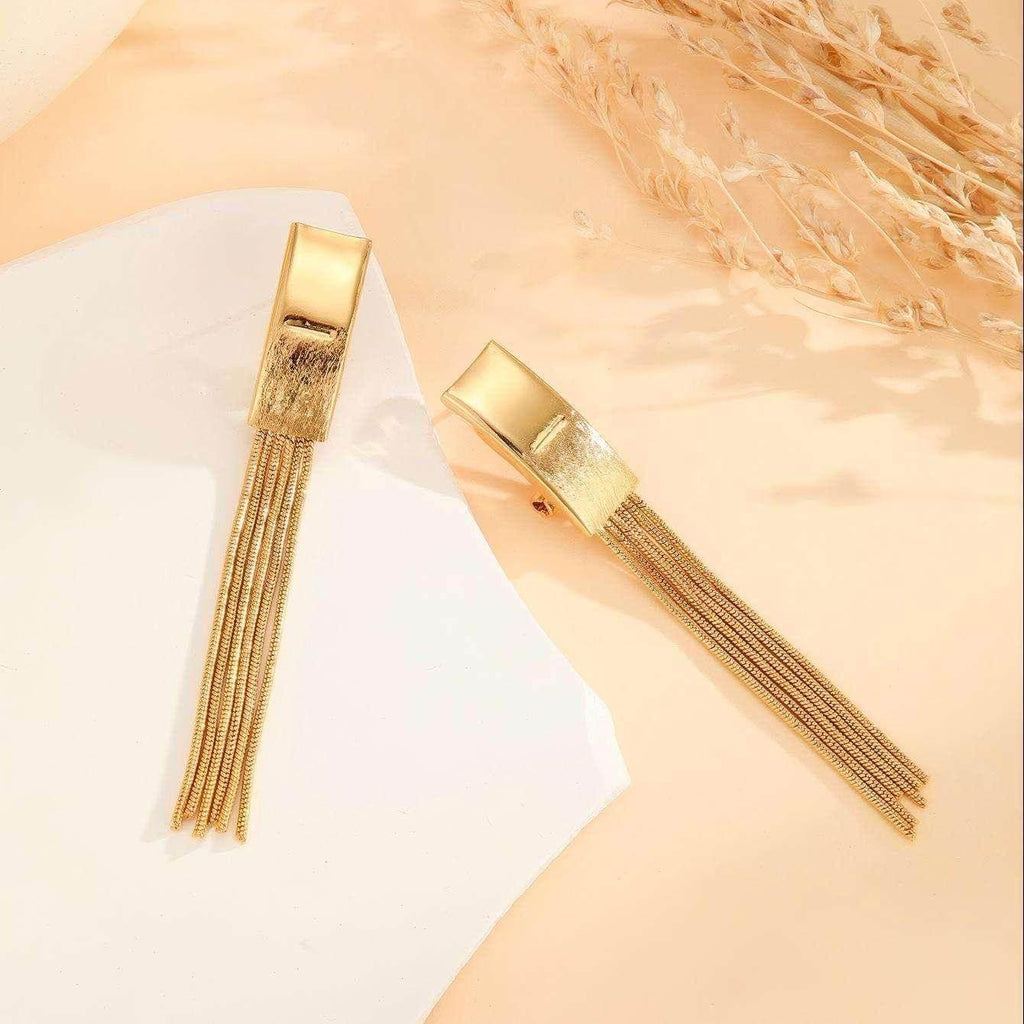 Gold Tassel Chain Earrings – Elegant Party Wear - ZA-Zola