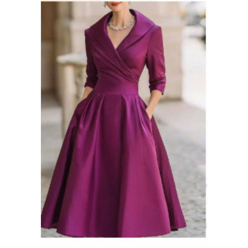 Elegant High Waist Long Sleeve Formal Maxi Dress for Women