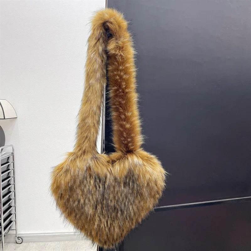 Winter Fleece Heart Shape Bag | Plush Crossbody Handbag - ZA-Zola