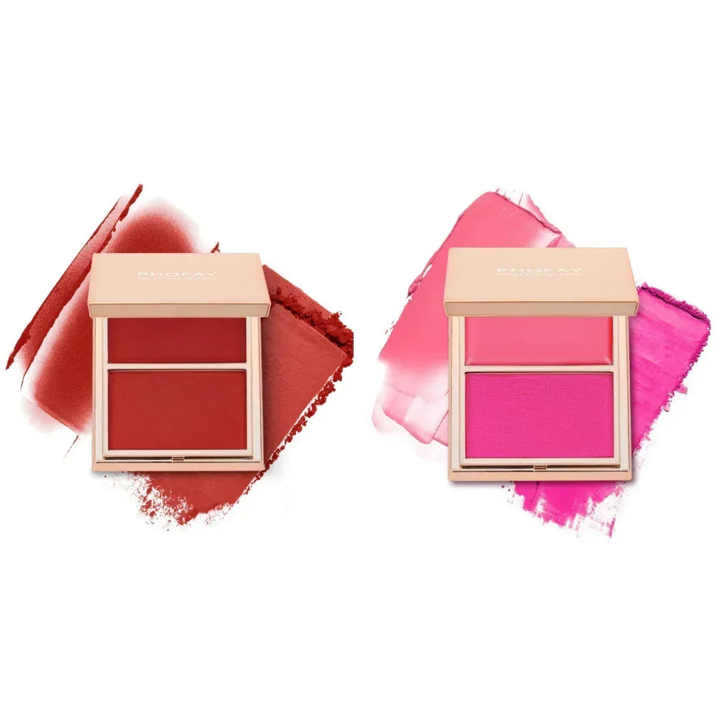 PHOFAY Cream and Powder Blush Duo – Smooth Weightless Color - ZA-Zola