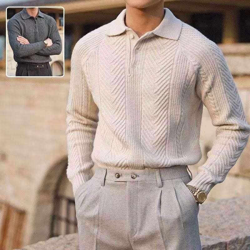 Men's Lapel Knitted Sweater - Stylish Winter Pullover - ZA-Zola