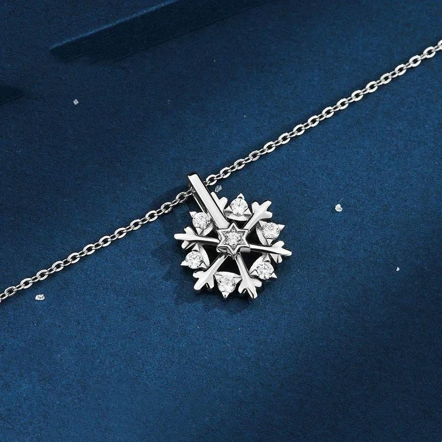 Rotatable 925 Silver Snowflake Necklace – Shop Now - ZA-Zola