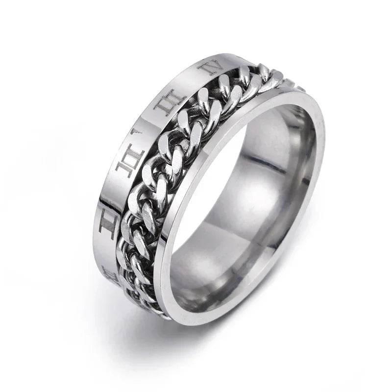 Titanium Ring – Roman Chain Spinner Ring for Men - ZA-Zola