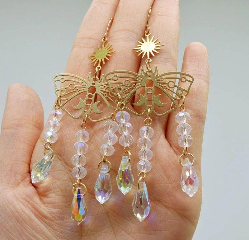 Handmade Amethyst Butterfly & Moon Earrings – Unique Jewelry - ZA-Zola