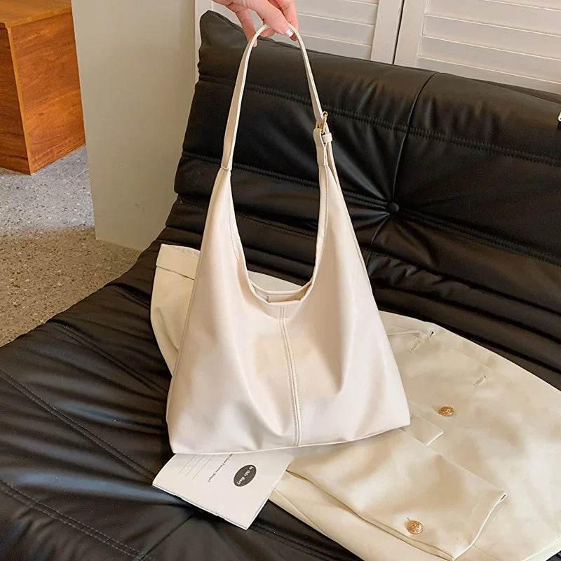 Large Capacity Commuter Tote Bag | Stylish White Ditch Bag - ZA-Zola