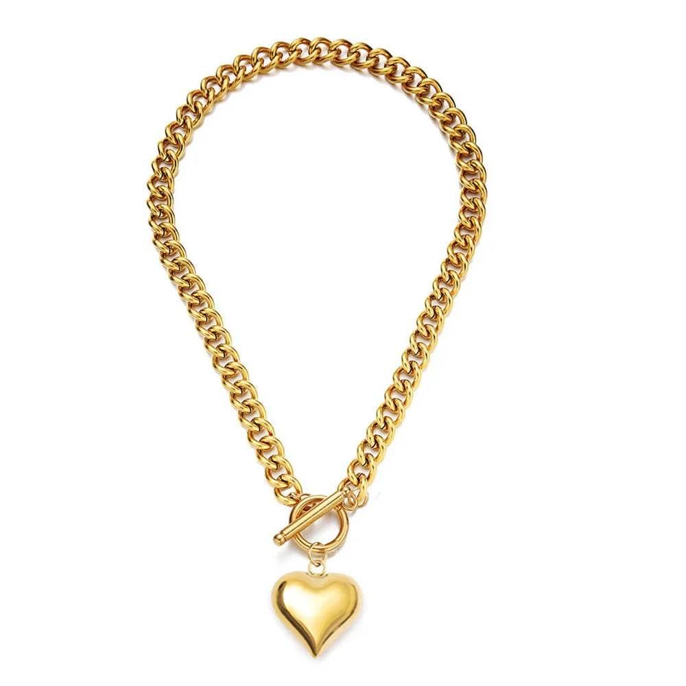 Trendy Punk Heart Pendant Necklace - Buy Now in Steel & Gold - ZA-Zola