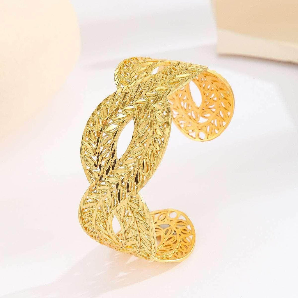 18K Gold Twisted Open Cuff Bracelet for Women - ZA-Zola