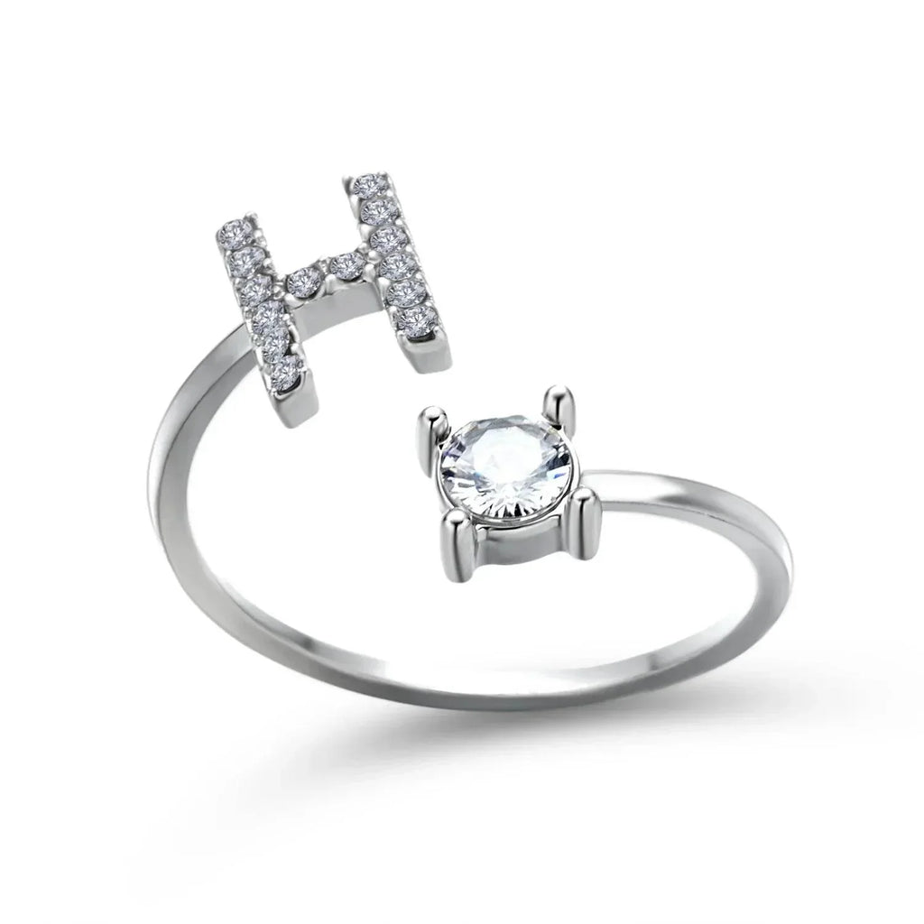Adjustable A–Z Initial Ring for Women with Zircon - ZA-Zola