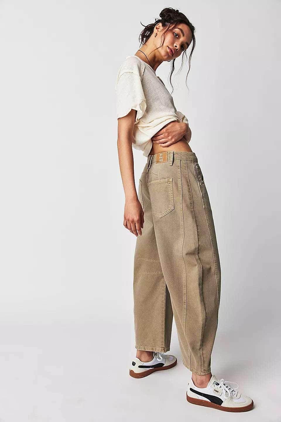 Mid-Rise Barrel Jeans with Wide-Leg Fit - ZA-Zola