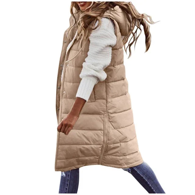 Women Sleeveless Down Jacket – Long Winter Puffer Coat - ZA-Zola