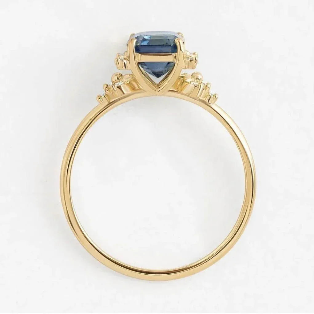 Elegant Dark Blue Zircon Ring for Women, Gold - ZA-Zola