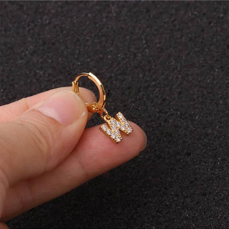 Women's Zircon Letter Earrings – Stylish Gold Jewelry - ZA-Zola