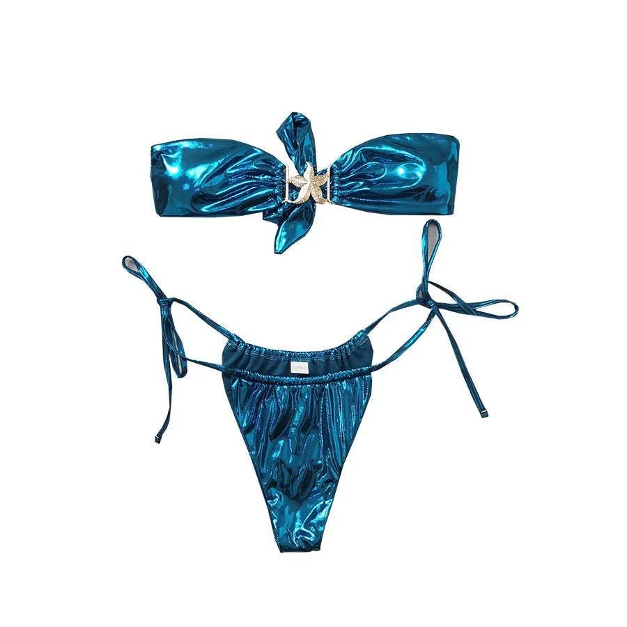 Sapphire Blue Glossy Starfish Bikini - Sexy & Quick-Dry - ZA-Zola