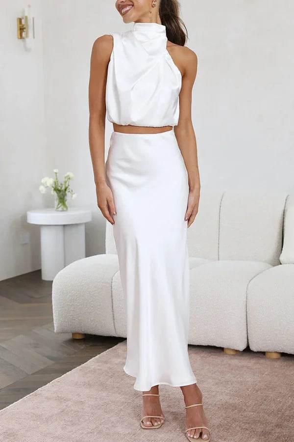 Satin Slim Fit Two-Piece Set – Casual & Chic Style - ZA-Zola