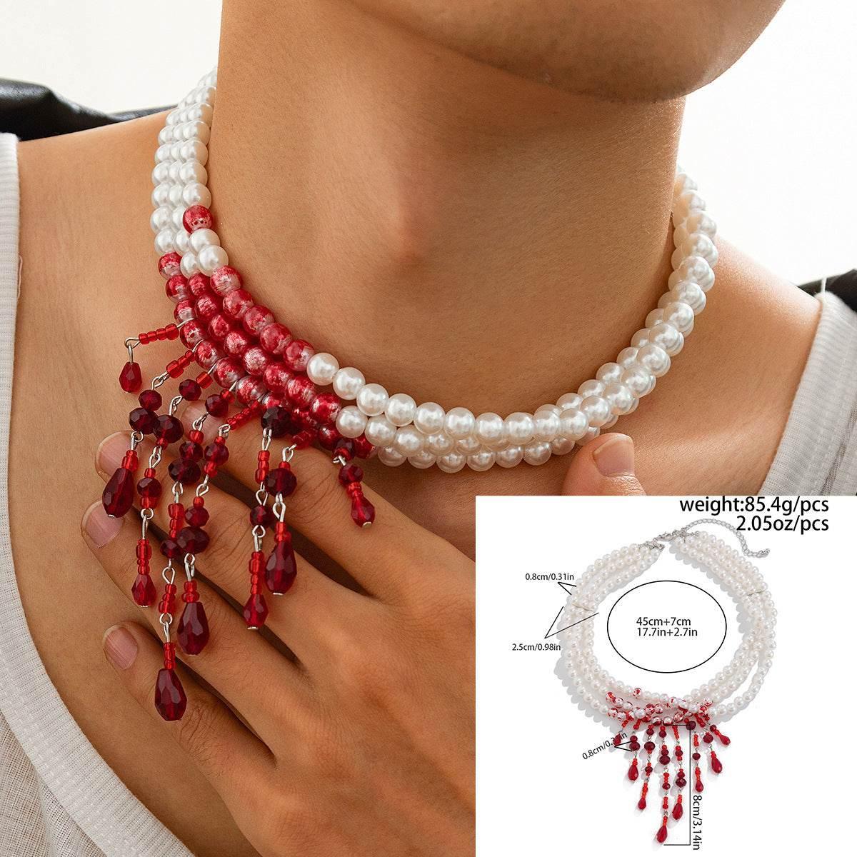 ZA-Zola Halloween Blood Drop Pearl Necklace - ZA-Zola