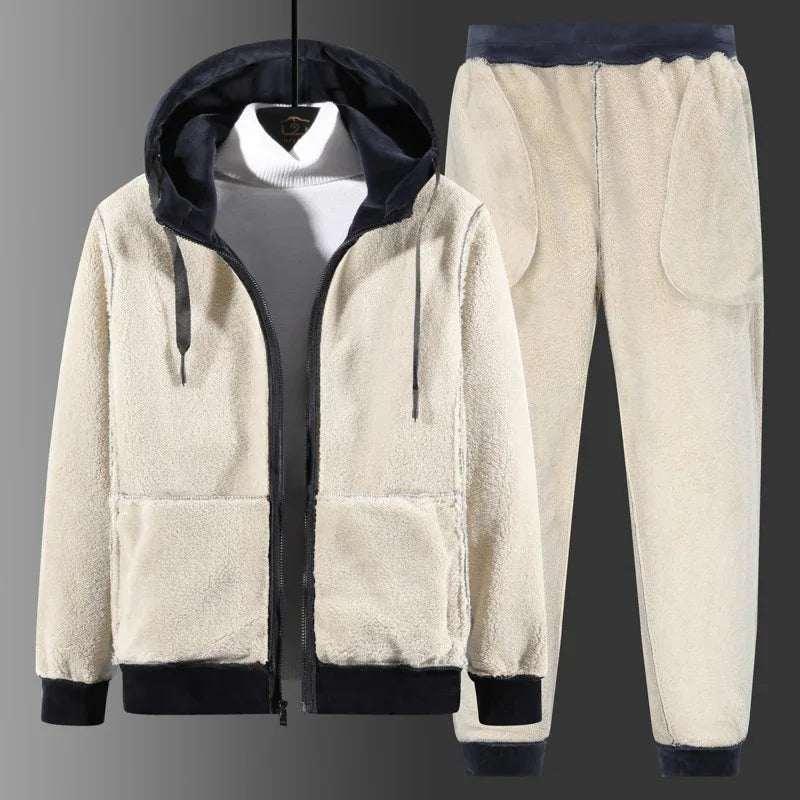 Plus Size Winter Tracksuit – Silver Fox Velvet Hoodie & Sweatpants Set - ZA-Zola