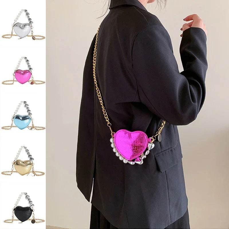 Mini Heart-Shaped Pearl Handbag | Cute Candy Color Bag - ZA-Zola