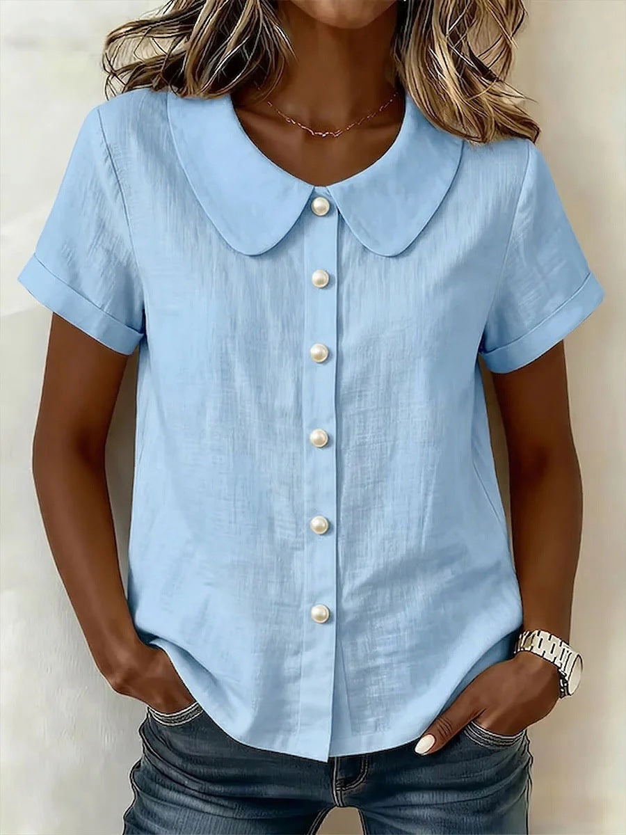 Solid Loose Cotton Linen Shirt | Women Casual