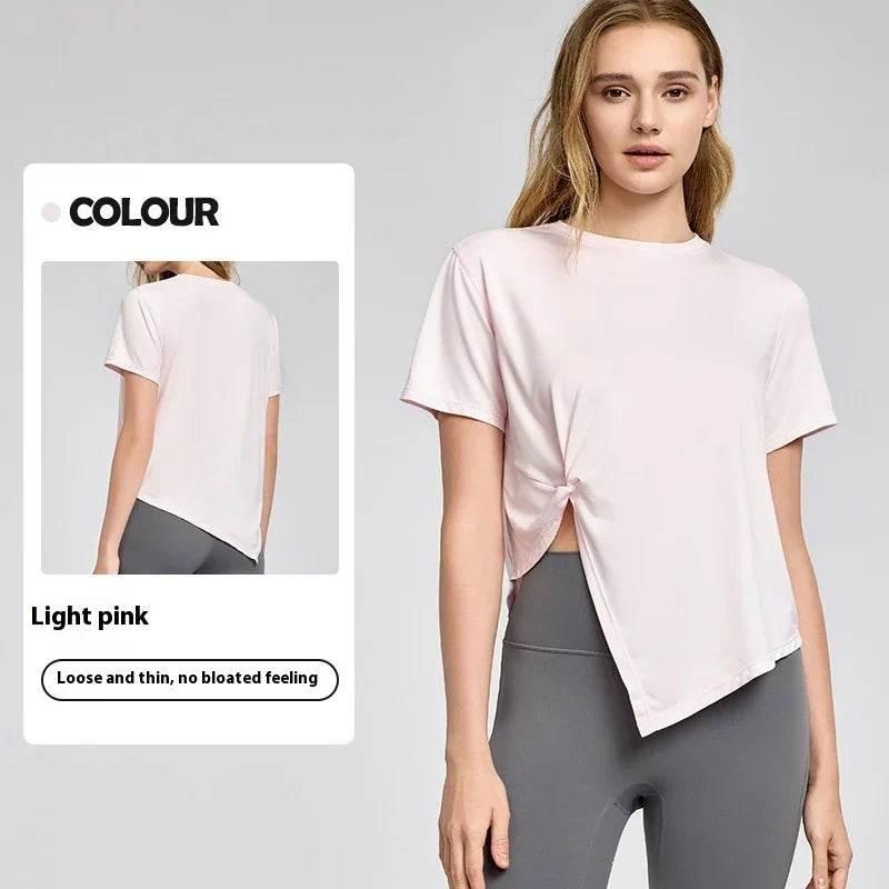 Breathable Yoga Top - Loose Fit, Split Hem Design - ZA-Zola