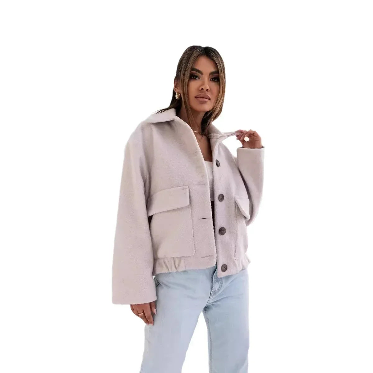 Women Woolen Jacket – Casual Button Winter Style - ZA-Zola