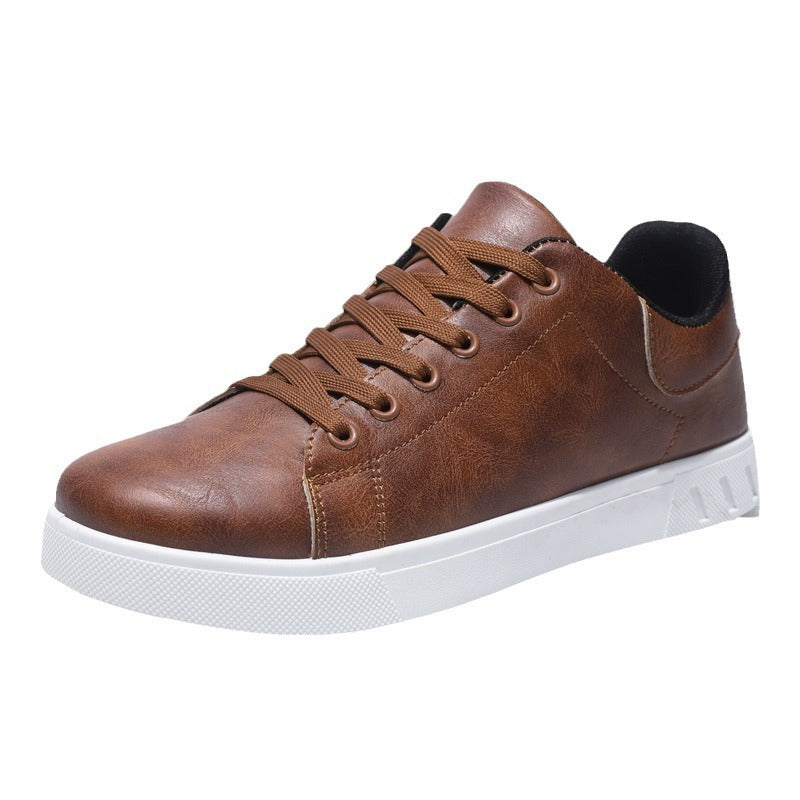 Men’s Fashion Lace-Up Casual Shoes PU Leather Comfortable Sneakers