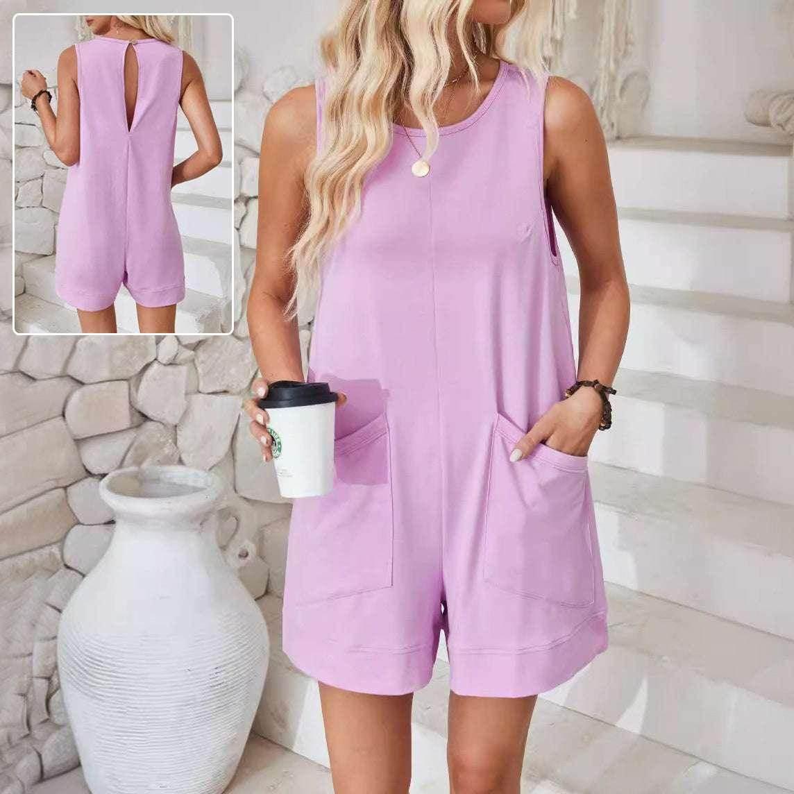 Women’s Cotton Sleeveless Summer Jumpsuit - ZA-Zola
