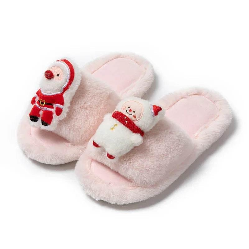 Santa Claus Open-Toe Cotton Slippers for Cozy Winter - ZA-Zola