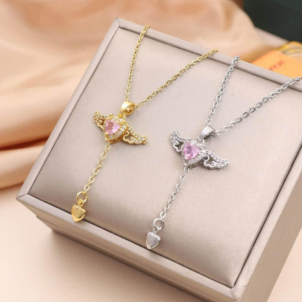 Cupid Heart Angel Wings Necklace – Love Jewelry Gift | ZA-Zola UK - ZA-Zola
