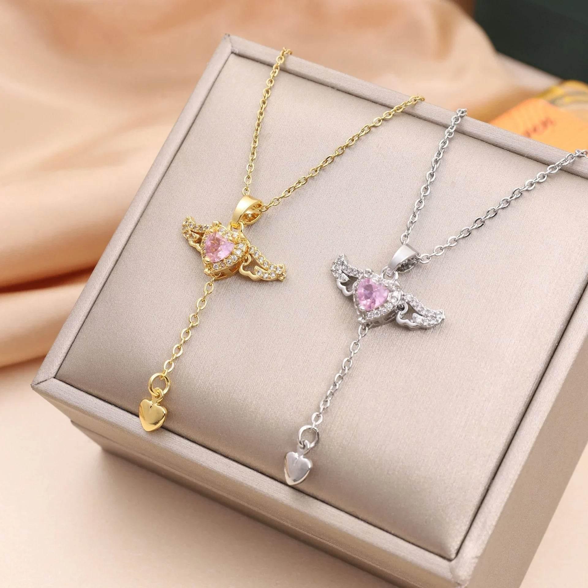Cupid Heart Angel Wings Necklace – Love Jewelry Gift | ZA-Zola UK - ZA-Zola