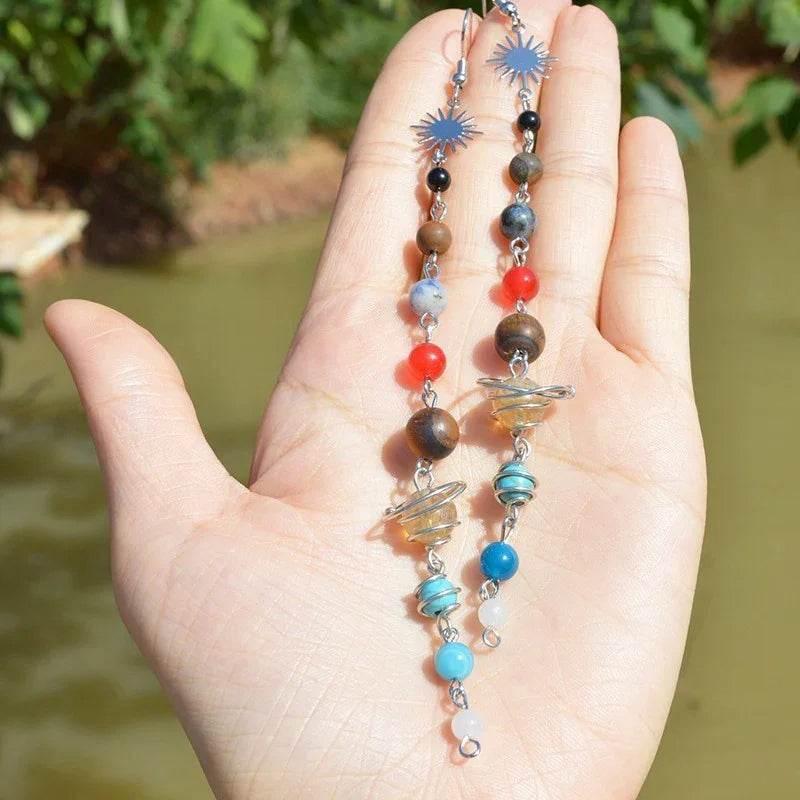 Handmade Earth & Saturn Earrings - Unique Cosmic Jewelry - ZA-Zola