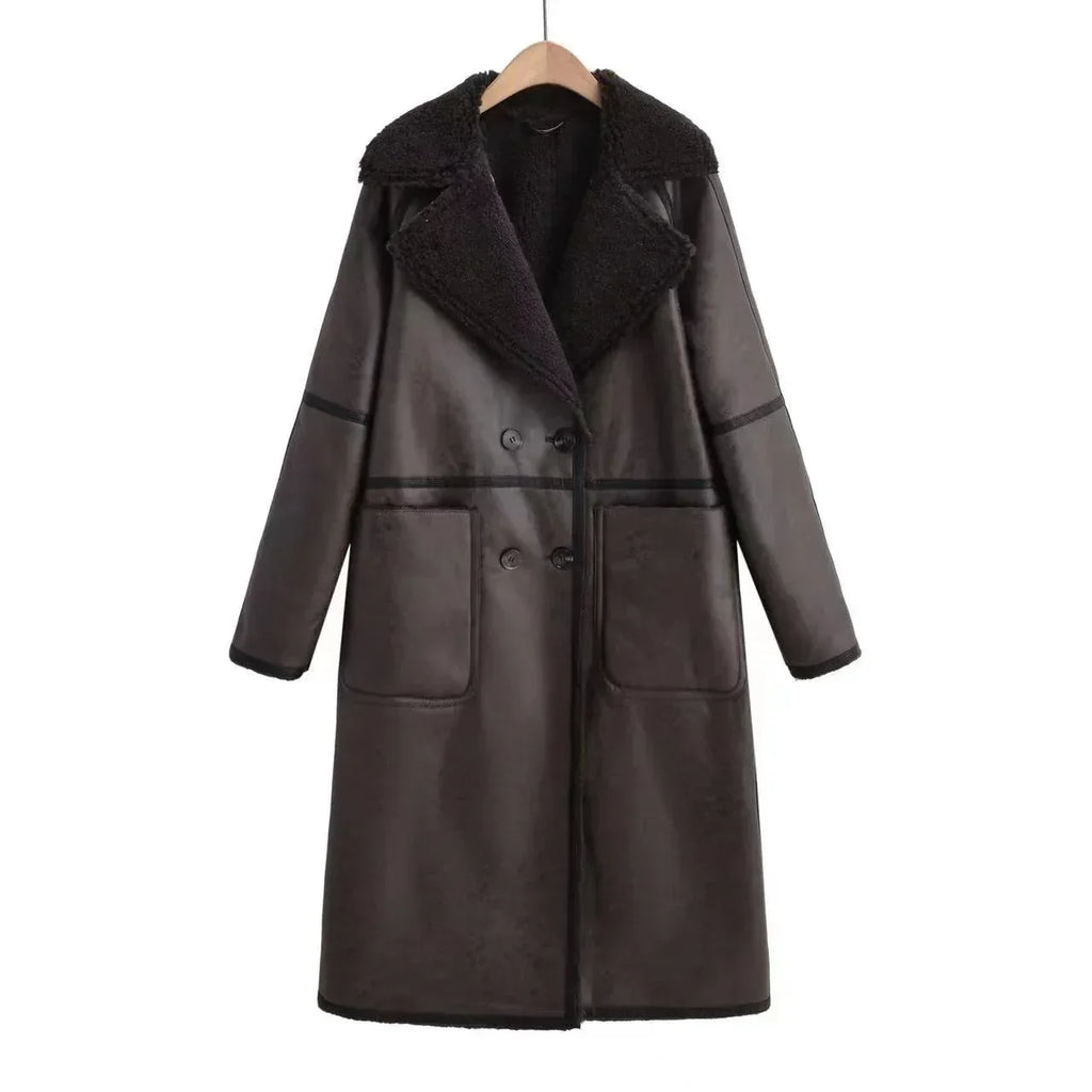 Women Winter Trench Coat – Belted Double Breasted Long Jacket - ZA-Zola