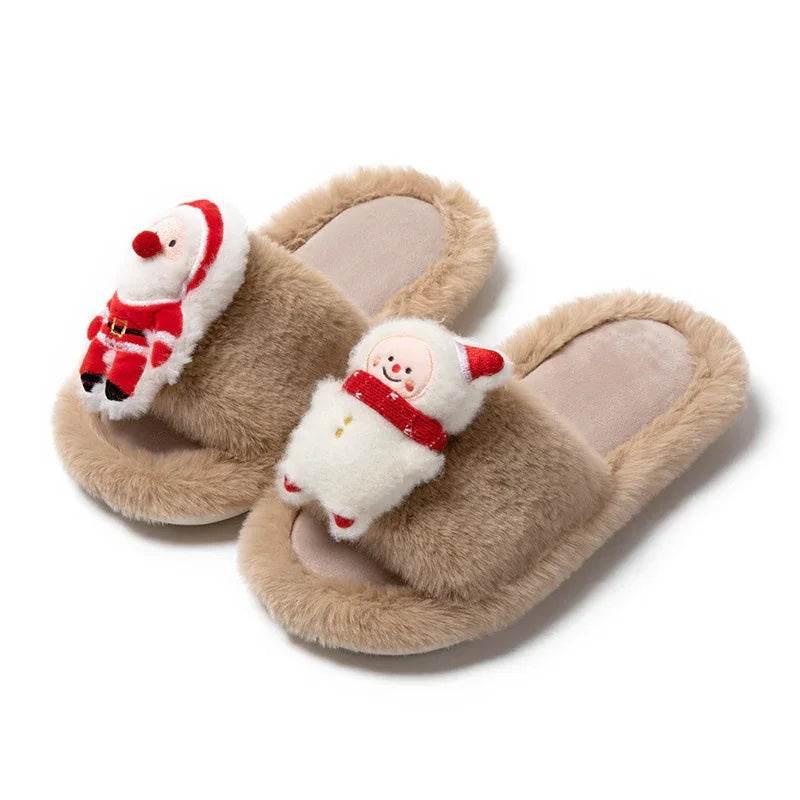 Santa Claus Open-Toe Cotton Slippers for Cozy Winter - ZA-Zola