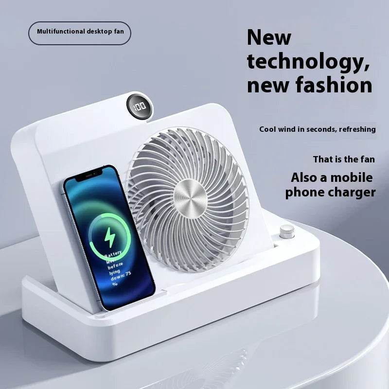 Folding Desk Fan with Wireless Phone Charger - ZA-Zola