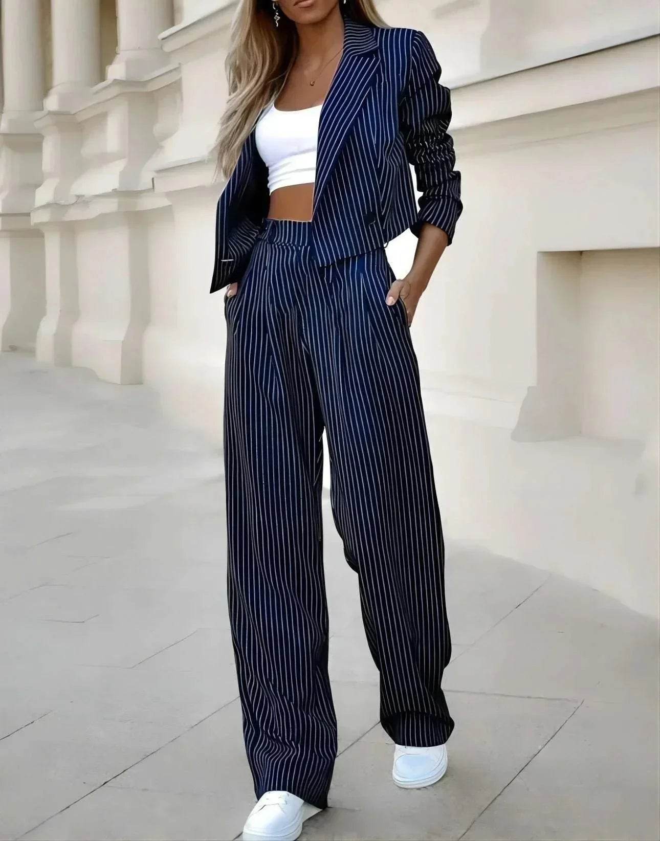 Striped Cropped Suit Set – Urban Spring Vibes - ZA-Zola