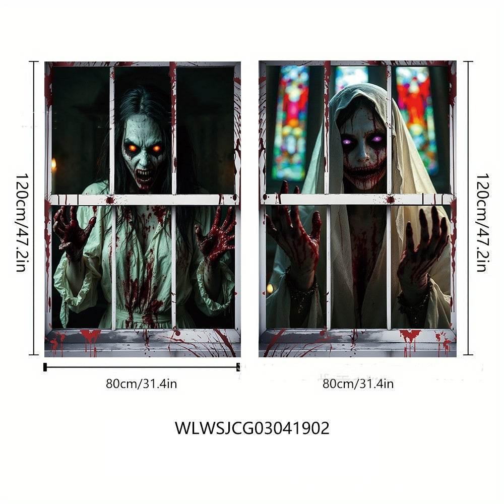 ZA-Zola 3D Witch Halloween Window Cover Decor - ZA-Zola
