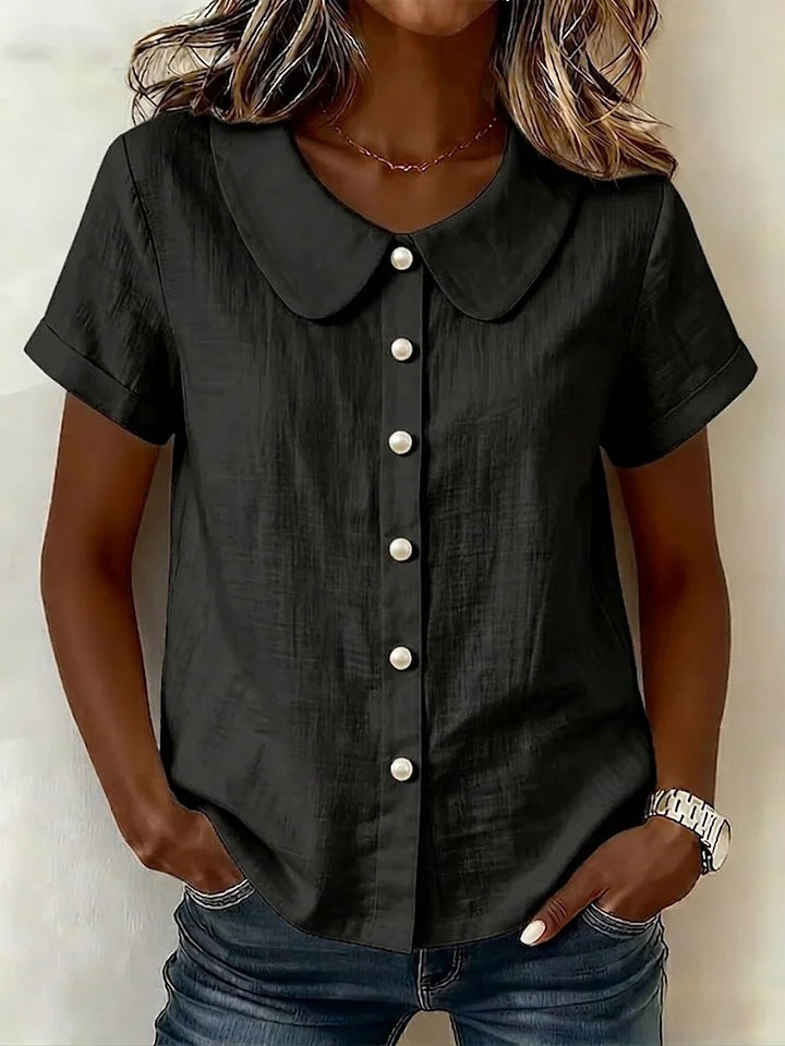 Solid Loose Cotton Linen Shirt | Women Casual