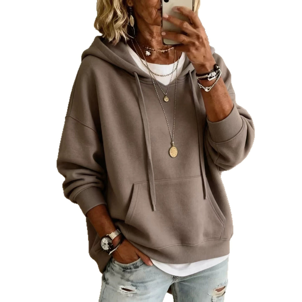 Womens Loose Fitting Hoodie | Casual Long Sleeve
