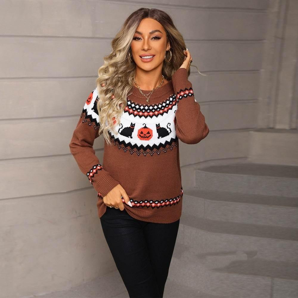 Women’s Oversized Knit Christmas Sweater - ZA-Zola