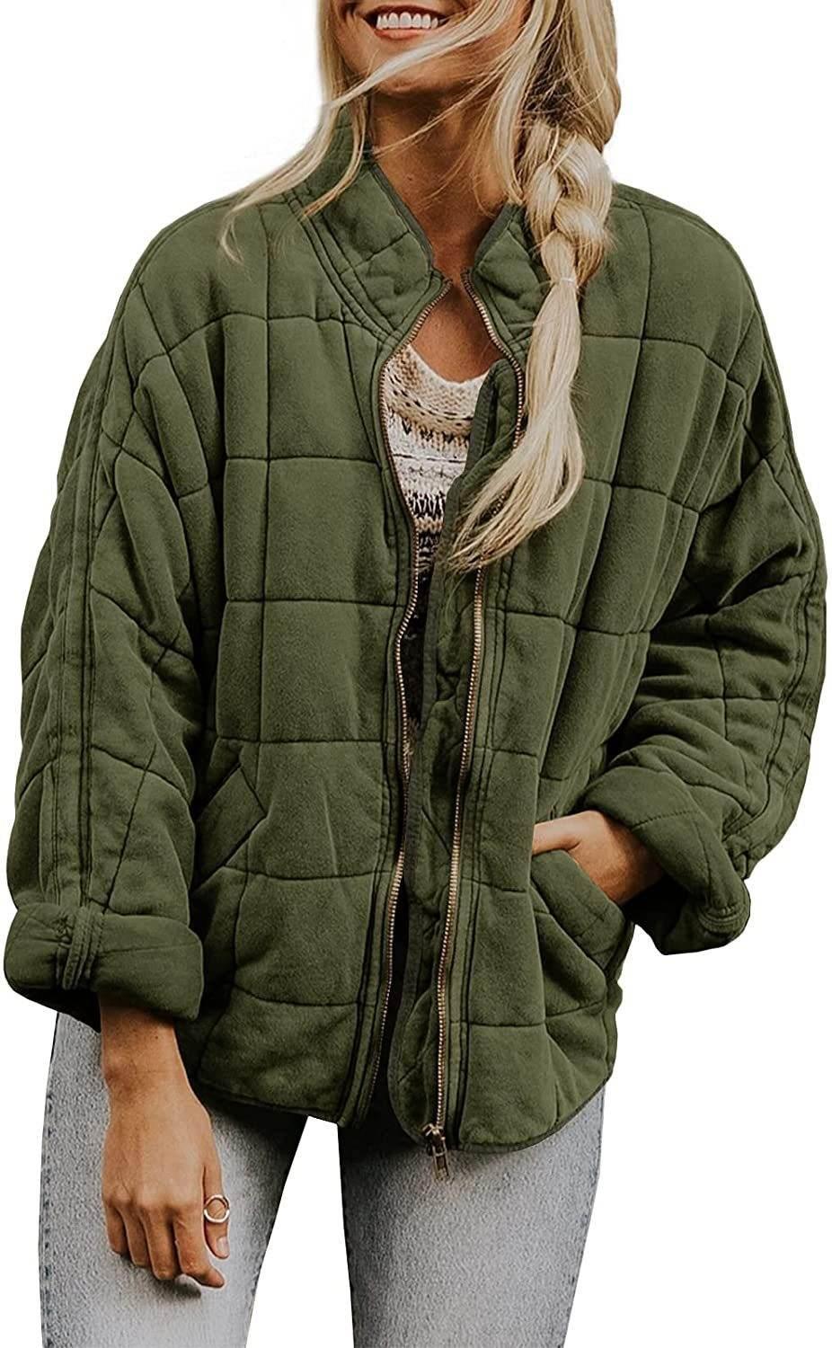 Winter Zip-up Stand Collar Coat for Women | Stylish Plaid Jacket - ZA-Zola