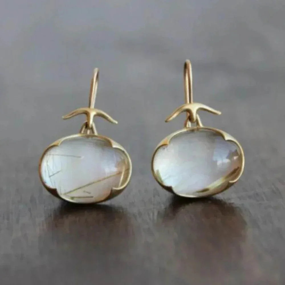 Elegant Gold Oval Stud Earrings for Women - ZA-Zola