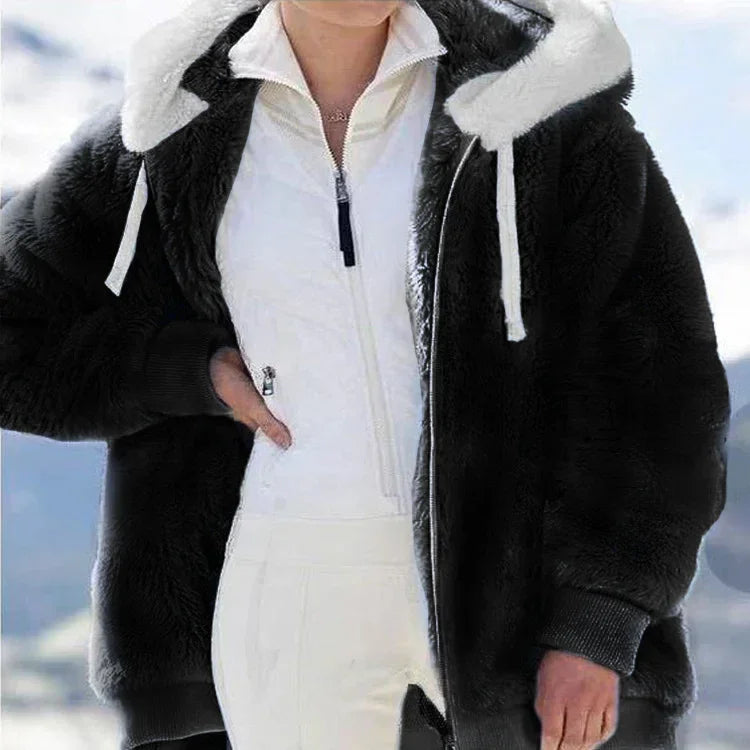 Plush Hooded Jacket Women Winter Street Style - ZA-Zola