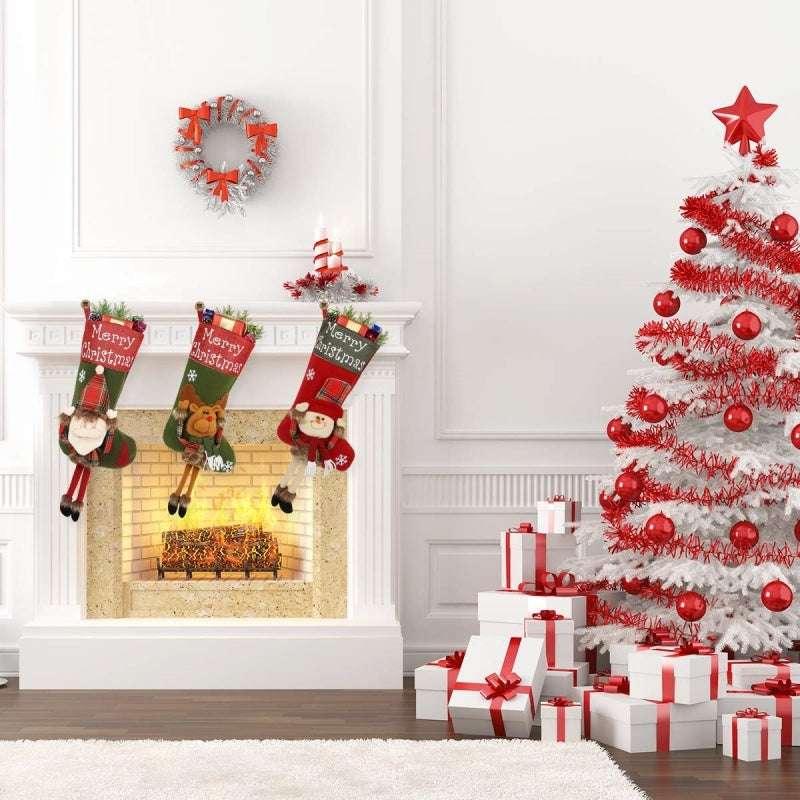 Christmas Big Stockings 3D Plush Xmas Decoration Set - ZA-Zola